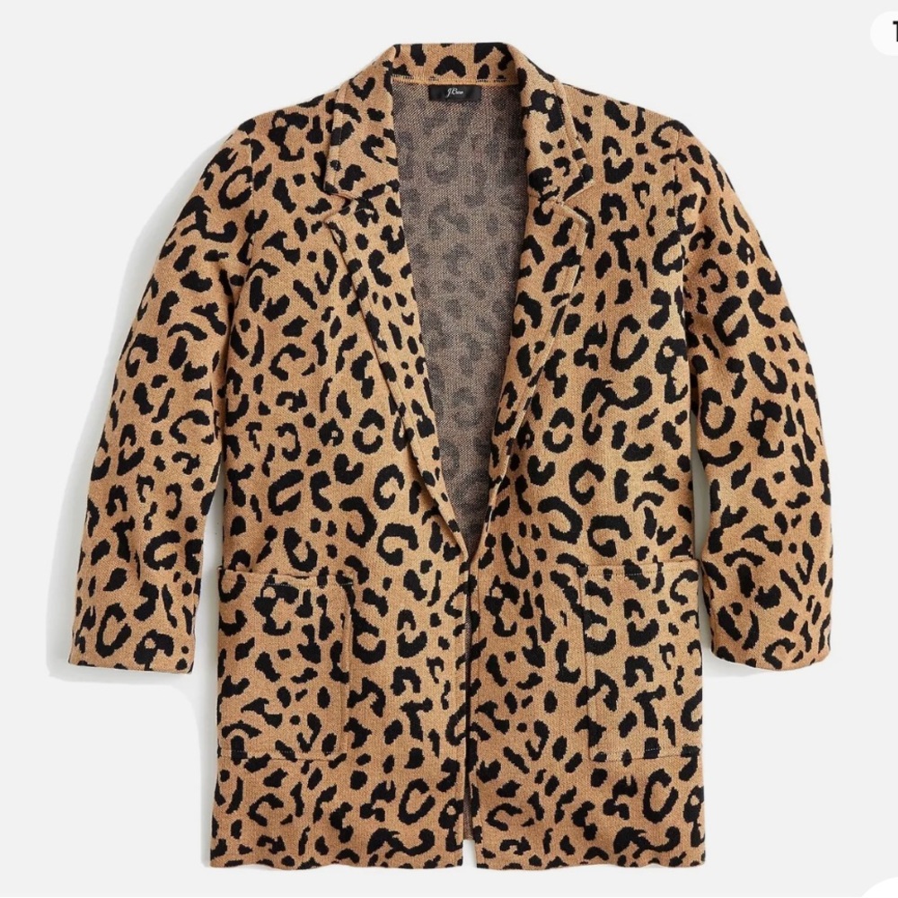 EUC J. Crew Sweater Blazer in Leopard, Size Small